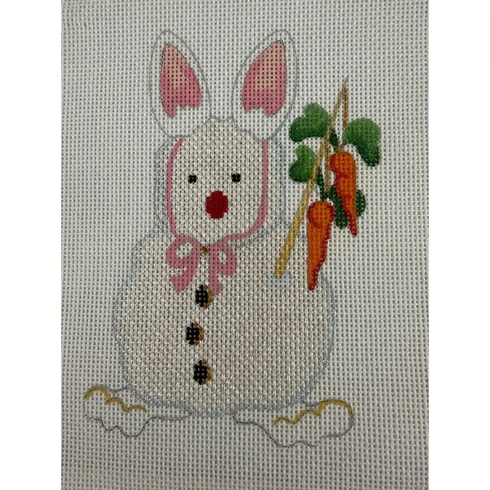 Hand Painted Needlepoint Canvas Kit Snowman Bunny Disguise Carrots Wisper Thread